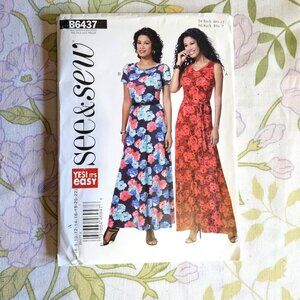 Sewing Pattern UNCUT See And Sew 6437 Jersey Maxi Dress Size 6-22